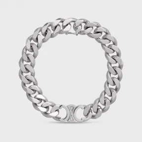 思琳/Celine 男士 TRIOMPHE GOURMETTE铑银色饰面黄铜手链 460JG6BRA.36SI.M2