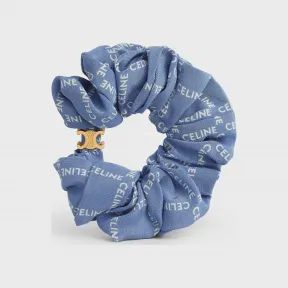 思琳/Celine 女士 金色黄铜及蓝色真丝Scrunchy Celine 手链发圈 - Gold / Blue 46Z252SIB.33GE
