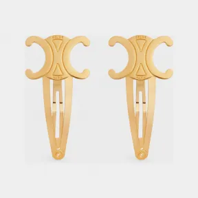 思琳/Celine 女士  TRIOMPHE金色饰面黄铜和铁合金按扣式发夹2枚套装 46Z656BSL.35OR