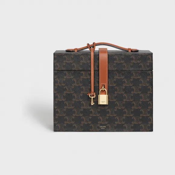 思琳/Celine 女士 Triomphe帆布及天然小牛皮香水盒，可装3瓶200毫升香水 - 黄褐色 4M0202AB5.04LU