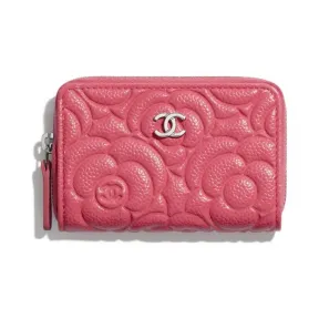 香奈儿/Chanel 拉链零钱包  颗粒压花小牛皮与银色金属  粉红 A82551-B04308-N9310
