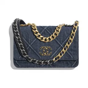 香奈儿/Chanel CHANEL 19链子皮夹  丹宁、金色金属、银色金属与钌色金属  蓝 AP0957-B02801-N6832