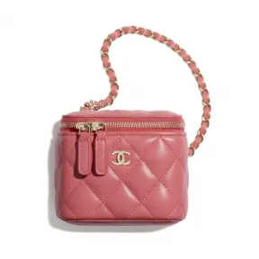 香奈儿/Chanel Classic Small Vanity with Chain  羊皮革与金色金属  珊瑚色 AP1340-Y04059-NA106