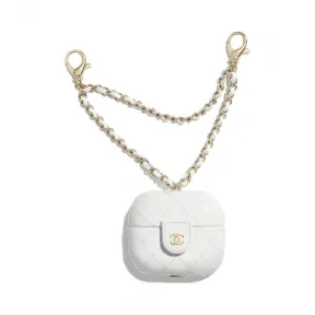 香奈儿/Chanel AirPods Pro耳机套  亮色皱纹小牛皮与金色金属  白 AP1829-B04525-10601