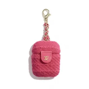 香奈儿/Chanel AirPods耳机套  羊毛斜纹软呢与金色金属  覆盆子粉红 AP1891-B04524-N9284