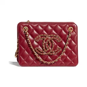 香奈儿/Chanel 小号风琴包  小牛皮与金色金属  红 AS1750-B03538-N7381
