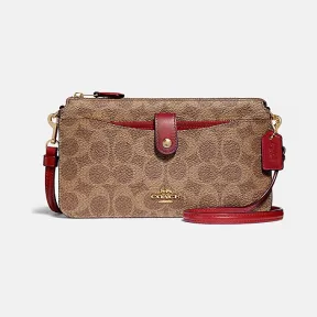 蔻驰/Coach 拼色经典标志帆布NOA POP-UP信使包 37458_V5P22