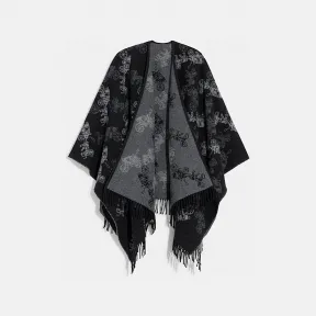 蔻驰/Coach 黑色 双面马车图案披风 CB693-BLK-ONE