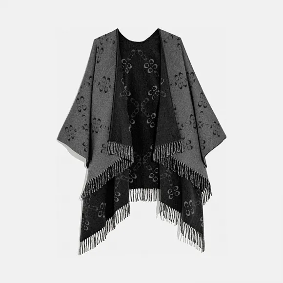 蔻驰/Coach 双面经典标志交织文字披风 76402_BLK