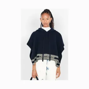 迪奥/Dior Fantaisie“Christian Dior”深蓝色提花旅行针织披风 014C12AM042-X5820