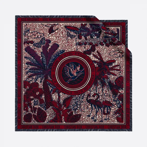 迪奥/Dior Dior Wax Tropicalia Toile de Jouy 酒红色桑蚕丝斜纹方巾 01DWT090I608-C340
