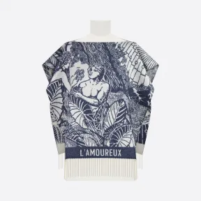 迪奥/Dior 靛蓝色山羊绒 Dior Wax L'Amoureux 披风 01DWT370I006-C086