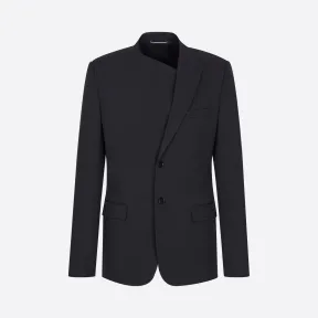 迪奥/Dior 海军蓝色羊毛斜纹布单西搭配不对称衣领 023C264A4739-C540