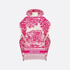 迪奥/Dior Dior 印花连帽披风 象牙色和荧光粉色棉质面料 Sauvage 茹伊印花 14JOU370I900_C432_TU