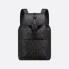 迪奥/Dior Dior Hit the Road 双肩背包 黑色帆布和光滑牛皮革 CD Diamond 图案 1ESBA021CDP_H43E_TU