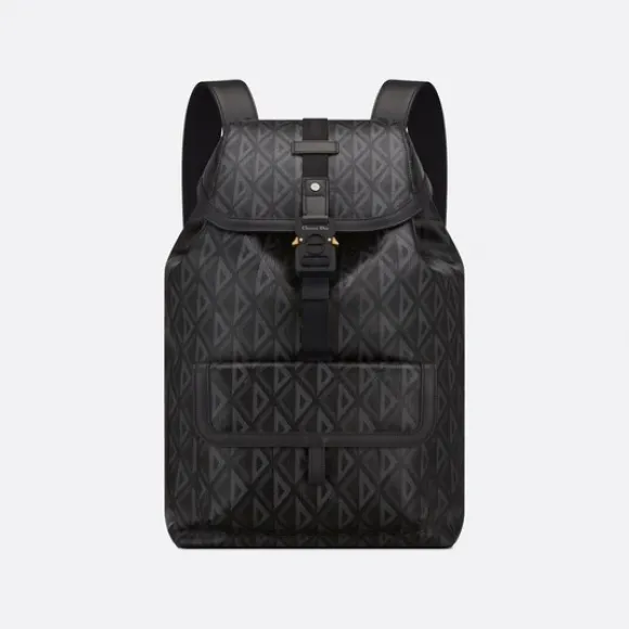 迪奥/Dior Dior Hit the Road 双肩背包 黑色帆布和光滑牛皮革 CD Diamond 图案 1ESBA021CDP_H43E_TU