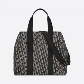 迪奥/Dior 米色与黑色 Dior Oblique 图案提花托特包 1ESSH136YWY-H13E