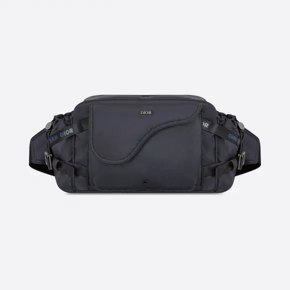 迪奥/Dior 海军蓝防刮尼龙徒步斜挎包 1HKPO141YUV-H00E