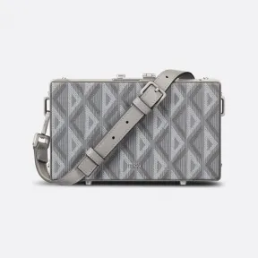 迪奥/Dior Dior Lock 迷你箱形信使包（附肩带） 迪奥灰帆布和光滑牛皮革 CD Diamond 图案 1LXPO029CDP_H42E_TU