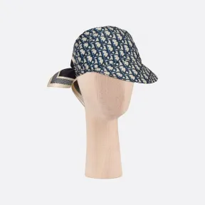 迪奥/Dior 遮阳帽 海军蓝色桑蚕丝斜纹面料 Oblique 印花 21DOB150I600_C540_TU