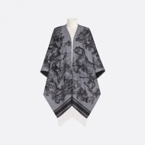 迪奥/Dior Dior 印花披风 灰色和深灰色山羊绒 Sauvage 茹伊印花 21JOU370I003_C850_TU