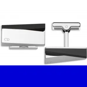 迪奥/Dior 几何黑色彩漆银袖扣 C0087HOMST D992