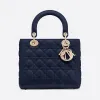 迪奥/Dior Lady Dior蓝色羊皮革手提包 CAL44550-M85B