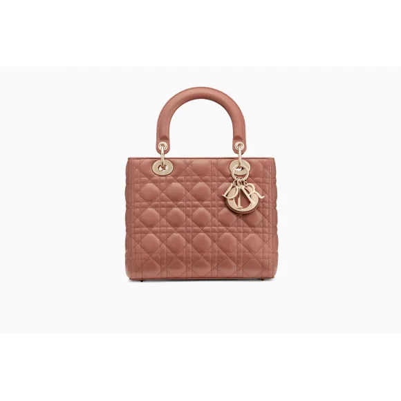 迪奥/Dior Lady Dior粉红色小羊皮手提包 CAL44550 M398