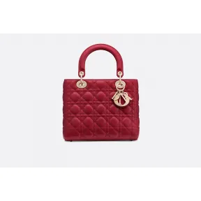 迪奥/Dior Lady Dior红色小羊皮手提包  CAL44550 M41R