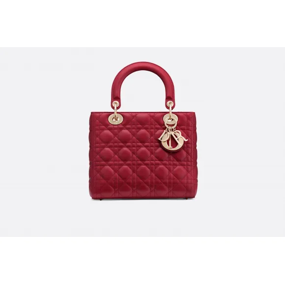 迪奥/Dior Lady Dior红色小羊皮手提包  CAL44550 M41R