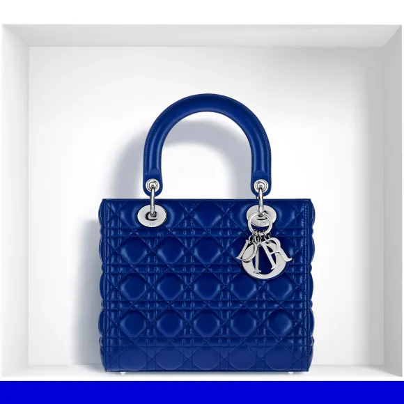 迪奥/Dior  lady dior bleu de minuit色小羊皮手提包 CAL44551 M01B