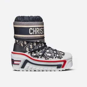 迪奥/Dior DiorAlps 及踝雪地靴 深蓝色闪亮尼龙 Oblique 印花 KCI685OSY_S96B_TT1