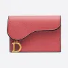 迪奥/Dior 小号灰粉色牛皮革马鞍翻盖卡夹 S5611CWVG-M59P