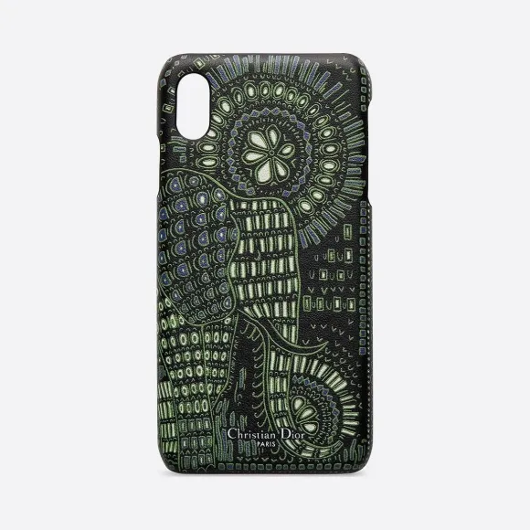 迪奥/Dior Lady Dior 绿色牛皮革多色动物图案 iPhone XS Max 手机套 S8042OSFA-M55E