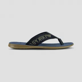 安普里奥·阿玛尼/Emporio Armani 配系带同色标识布面人字拖 11635507dn