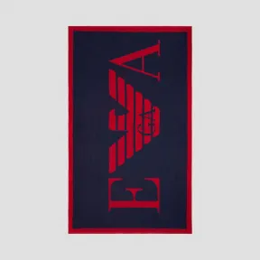 安普里奥·阿玛尼/Emporio Armani 撞色徽标纯棉海滩浴巾 46643488dj