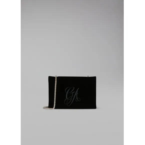 乔治阿玛尼/Giorgio Armani 刺绣徽标款天鹅绒斜挎包 45416538xn