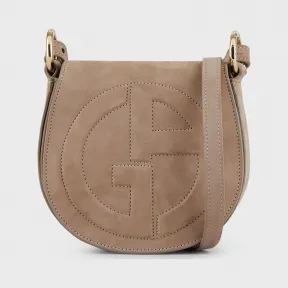 乔治阿玛尼/Giorgio Armani 立体 GA 徽标款皮革圆形斜挎包 45481030fw