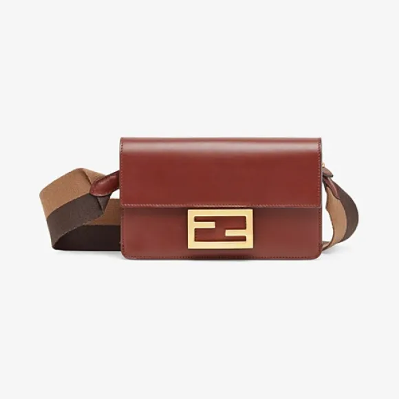 芬迪/Fendi 棕色皮革迷你手袋 8BS039AAIWF1A15