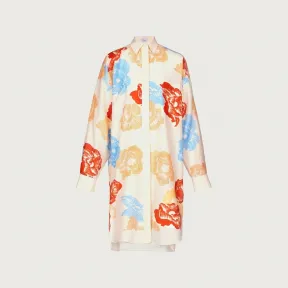 菲拉格慕/Salvatore Ferragamo 罂粟印花真丝衬衫式连衣裙 - 成衣 138824-752953
