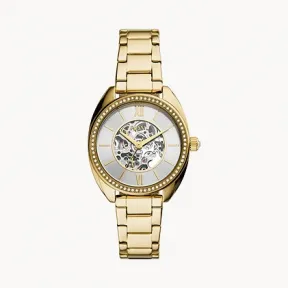 化石/Fossil Vale Automatic Gold-Tone Stainless Steel Watch BQ3729