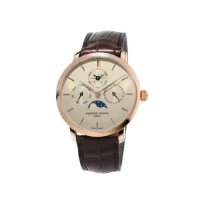 康斯登/Frederique Constant 超薄万年历系列 42 MM 18K 玫瑰金抛光不锈钢 3 件式 自动机械机芯 FC-775BG4S9