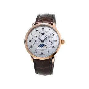 康斯登/Frederique Constant 超薄万年历系列 42 MM 18K 玫瑰金抛光不锈钢 3 件式 自动机械机芯 FC-775MC4S9