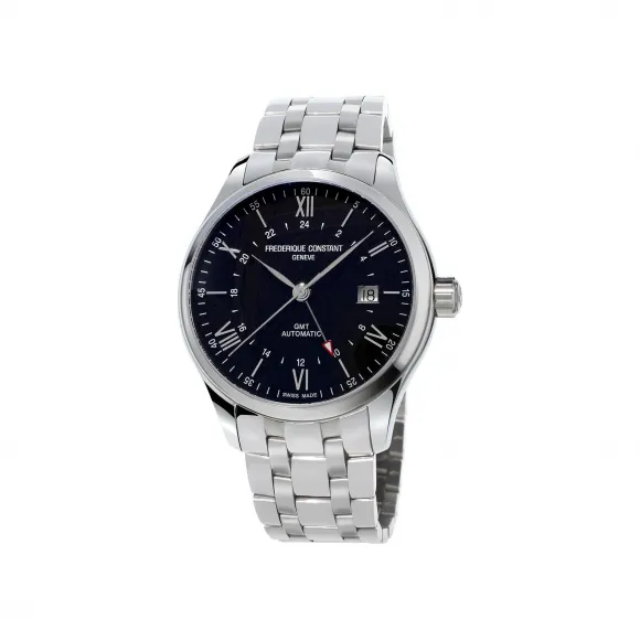 康斯登/Frederique Constant 百年典雅焯见GMT腕表 42MM 不锈钢 自动机械机芯 FC-350B5B6B