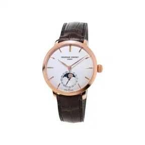 康斯登/Frederique Constant 自家机芯超薄月相腕表 39MM 不锈钢镀玫瑰金色 自动机械机芯 FC-703V3S4