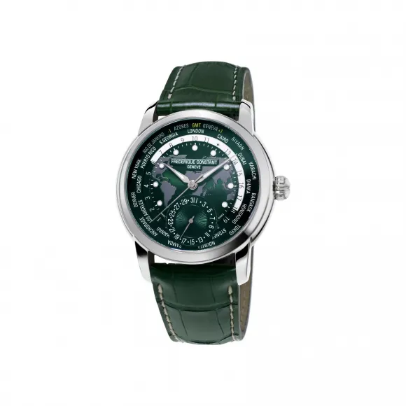康斯登/Frederique Constant 自家机芯经典世界时区腕表 42MM 不锈钢 自动机械机芯 FC-718GRWM4H6