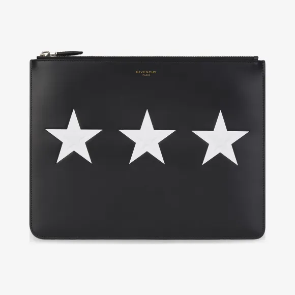 纪梵希/Givenchy 男士 大号对比五角星皮革手包 BK06072266-001