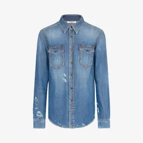 纪梵希/Givenchy 男士 破洞牛仔衬衫 BM60CA50B3-400