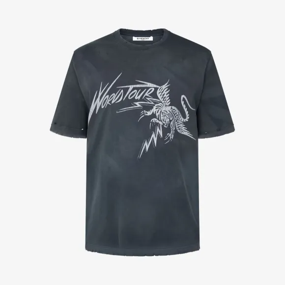 纪梵希/Givenchy 男士 超大剪裁World Tour印花T恤 BM70BC307F-001