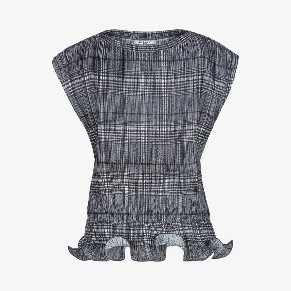 纪梵希/Givenchy 女士 格纹褶裥上衣 BW60KF12GG-108